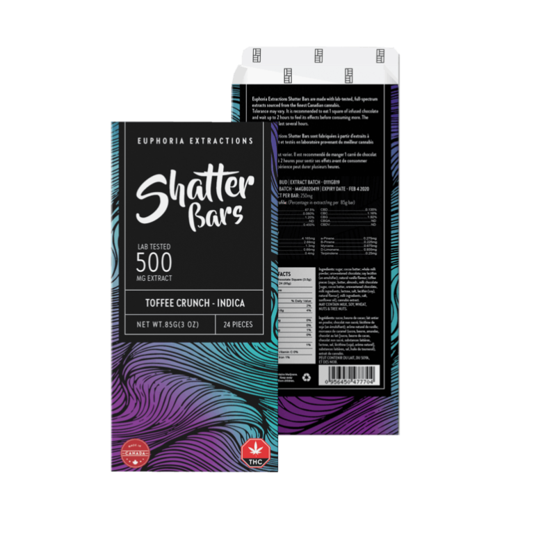 Toffee Crunch Shatter Bar 500mg- Indica