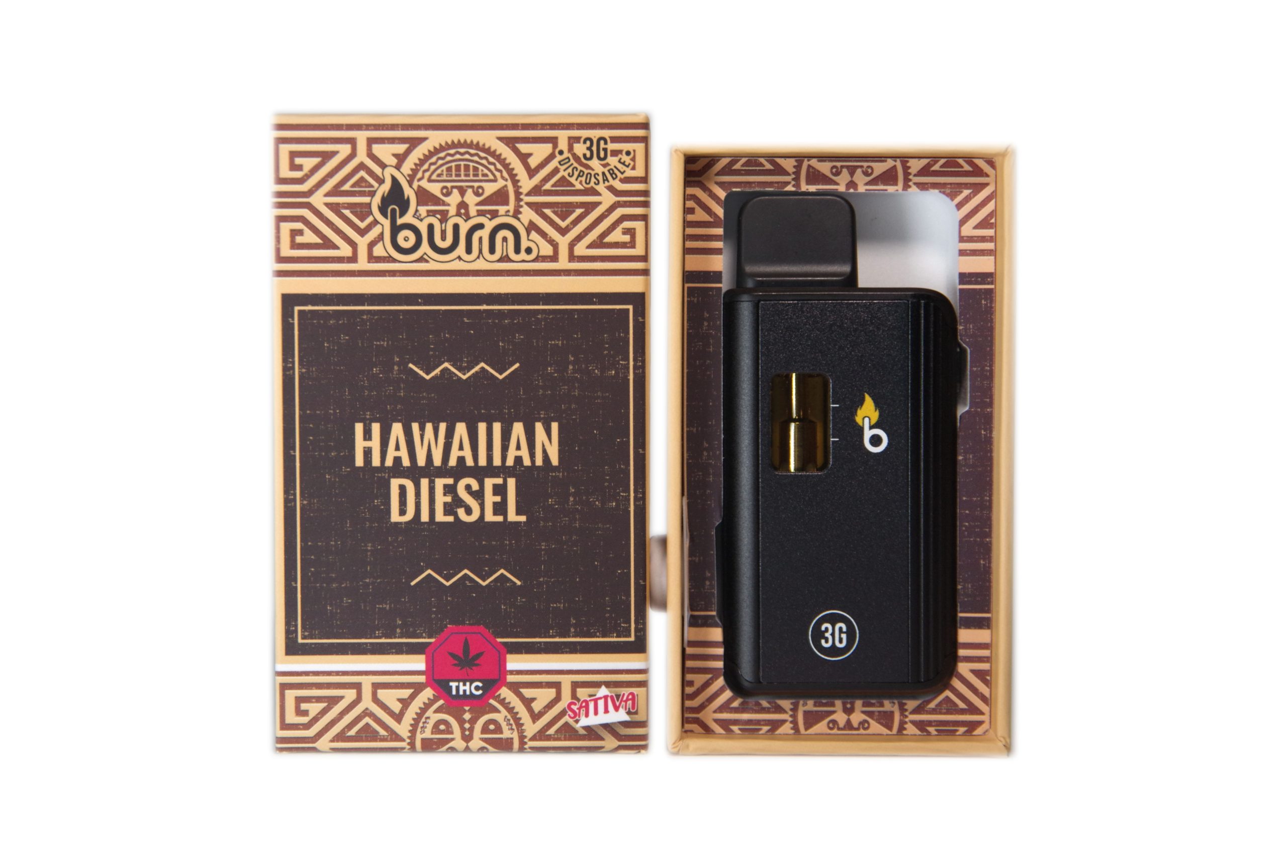 BE-HAWAIIANDIESEL-1 Burn Disposable Vapes – Hawaiian Diesel (Sativa) (3 Gram) - Image 1