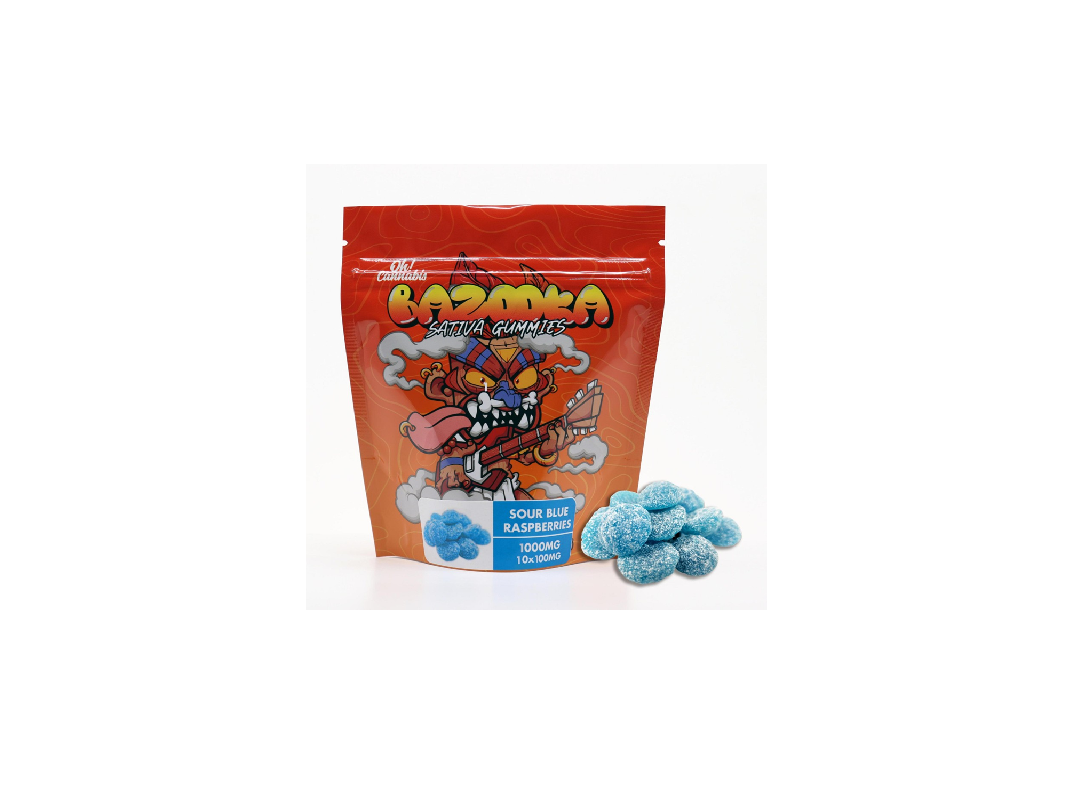 sourblueraspberriessat Bazooka – Sour Blue Raspberries 1000mg - Image 1