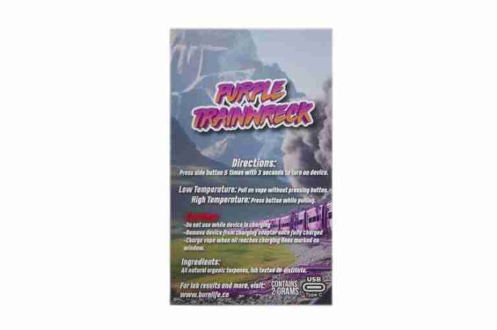 Burn Disposable Vapes – Purple Trainwreck (Hybrid) (2 Gram) - Image 2