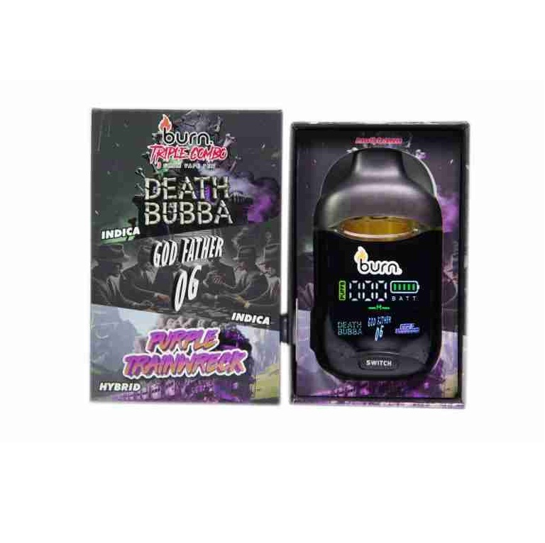 DB+GO+PT Burn Triple Combo – Death Bubba + Godfather OG + Purple Trainwreck (3 Gram) - Image 1
